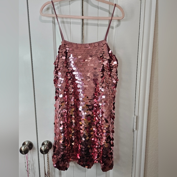 Pink Rose Gold Sequin Dress - Picture 1 of 12
